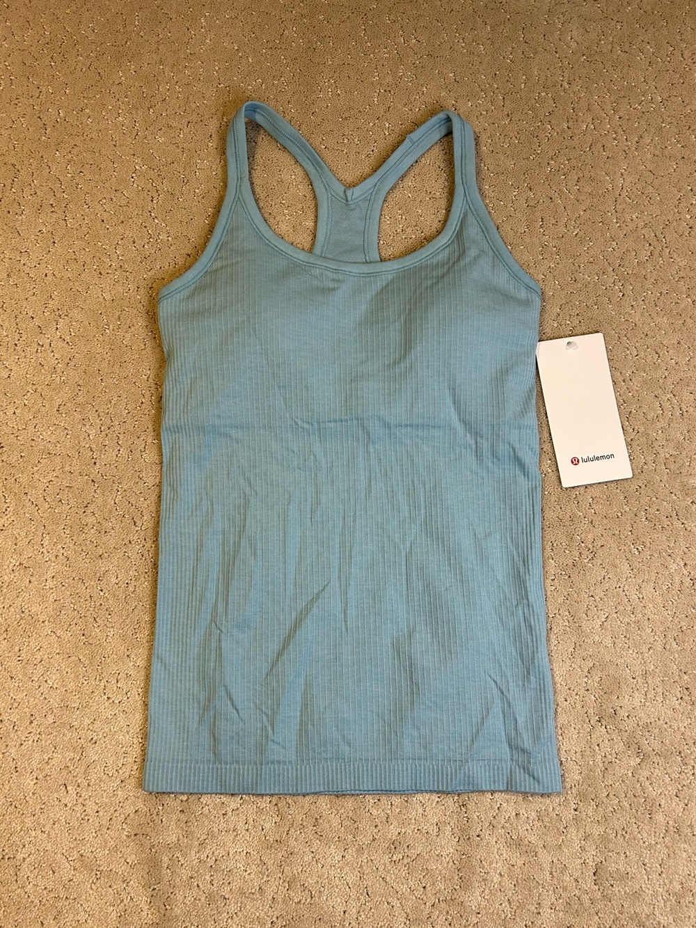 NWT Lululemon Size 6 Ebb to Street Tank Top Light Support, B/C Cup, SEAF